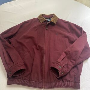 Polo By Ralph Lauren Maroon VTG Chore Jacket Blanket Lined Barn Field Size Large